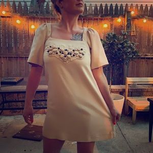 Karta xs off white beaded thick shoulder mini